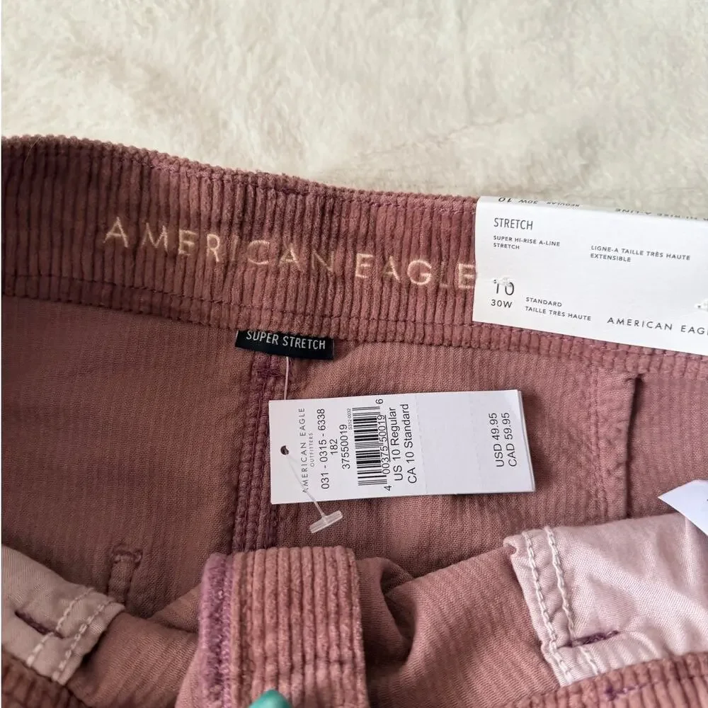 American Eagle NWT Size 10 High Rise Corduroy Zip Front Mini Skirt